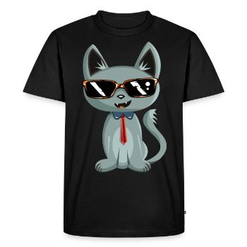 Funny Cat / NOUVEAU comme autocollant - T-shirt Premium bio Homme - noir - Devant - Nico (187cm)