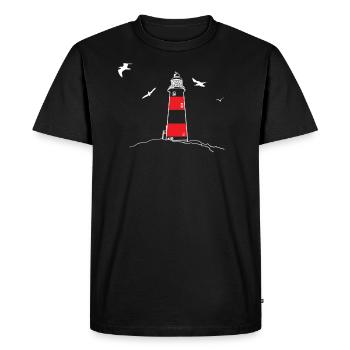 Goélands phares Mer Baltique Mer du Nord dessin à la main NOUVEAU - T-shirt Premium bio Homme - noir - Devant - Nico (187cm)