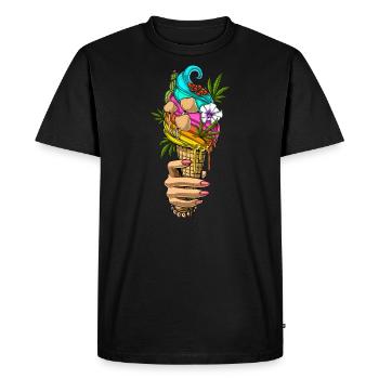 Psychedelic Ice Cream - Men's Premium Organic T-Shirt - black - Front - Nico (187cm)