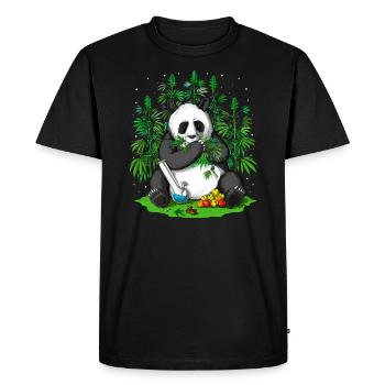 Panda Hippie Weed - T-shirt Premium bio Homme - noir - Devant - Nico (187cm)