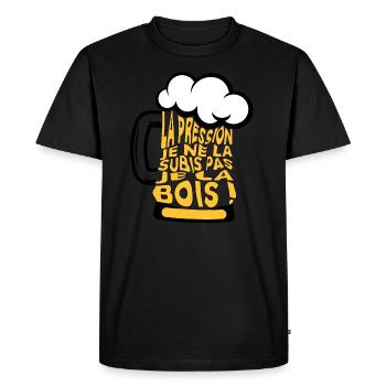 La pression je ne la subis pas je la bois - T-shirt Premium bio Homme - noir - Devant - Nico (187cm)