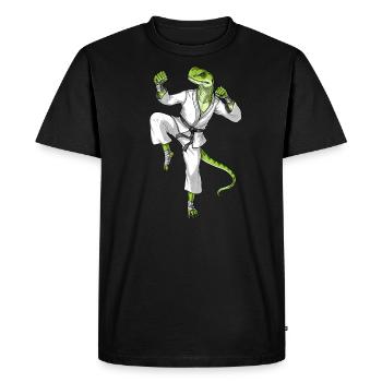 Karate Lizard - Men's Premium Organic T-Shirt - black - Front - Nico (187cm)