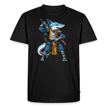 Requin Samurai Ninja - T-shirt Premium bio Homme - noir - Devant - Nico (187cm)