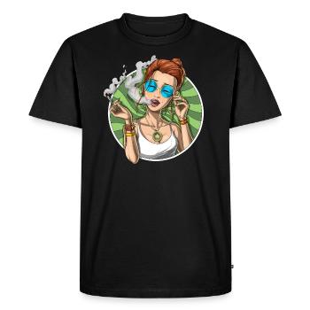 Weed Stoner Smoking Cannabis - Men's Premium Organic T-Shirt - black - Front - Nico (187cm)