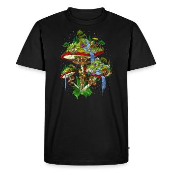 Magic Mushrooms Island - Men's Premium Organic T-Shirt - black - Front - Nico (187cm)
