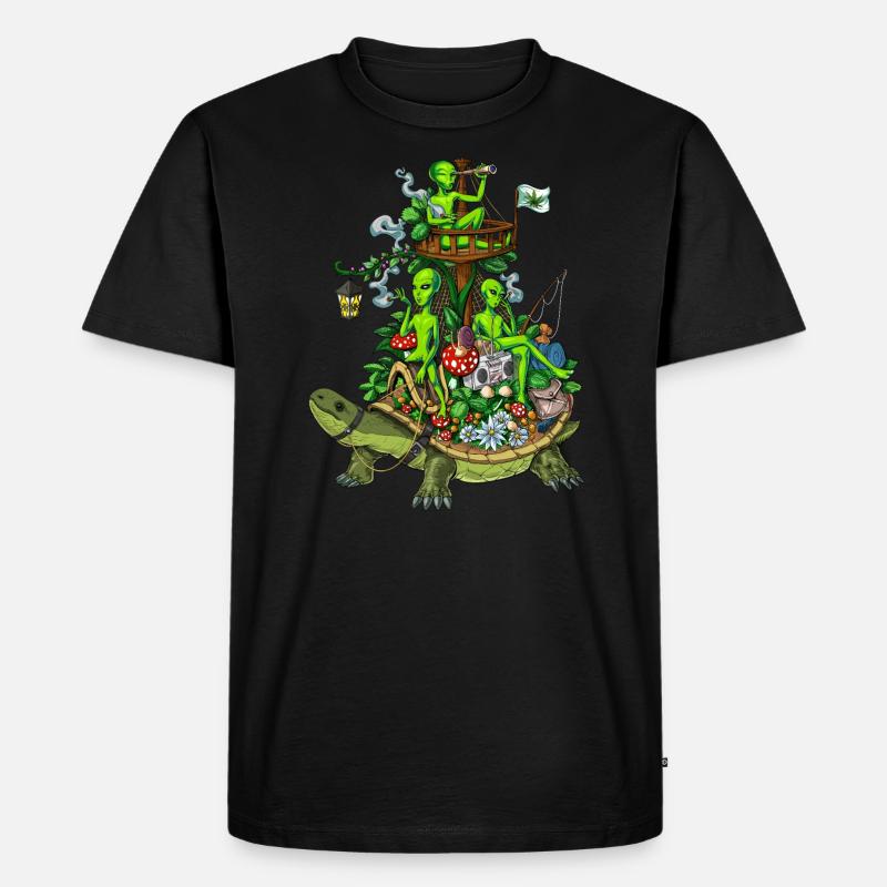 Psychedelic Aliens Trip - Männer Premium Bio T-Shirt - Schwarz