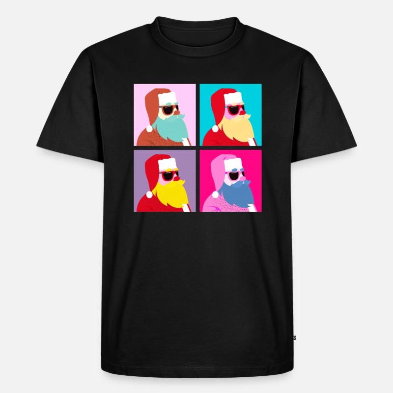 Pop-Art - Weihnachtsmann mit Sonnenbrille - Männer Premium Bio T-Shirt - Schwarz