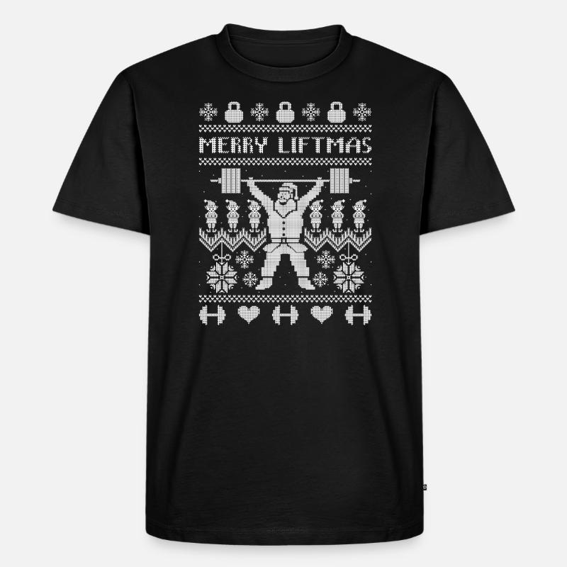 MERRY LIFTMAS Hässlicher Pullover - Männer Premium Bio T-Shirt - Schwarz