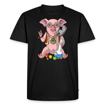Cochon Hippie Fumer De L'herbe - T-shirt Premium bio Homme - noir - Devant - Nico (187cm)