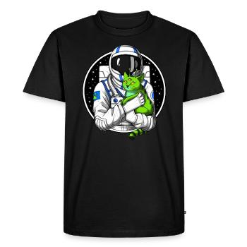 Astronaut Alien Cat - Men's Premium Organic T-Shirt - black - Front - Nico (187cm)