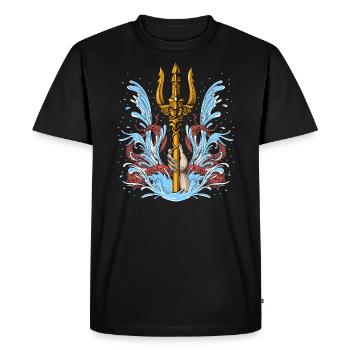 Trident Poséidon - T-shirt Premium bio Homme - noir - Devant - Nico (187cm)