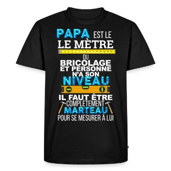 Papa bricolage. Cadeau humour bricoleur - T-shirt Premium bio Homme - noir - Devant - Nico (187cm)