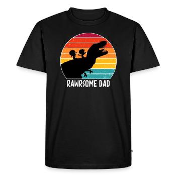 Rawrsome Dad funny dinosaur - Father's Day B01 - Men's Premium Organic T-Shirt - black - Front - Nico (187cm)
