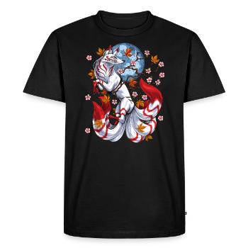 Renard japonais Kitsune - T-shirt Premium bio Homme - noir - Devant - Nico (187cm)