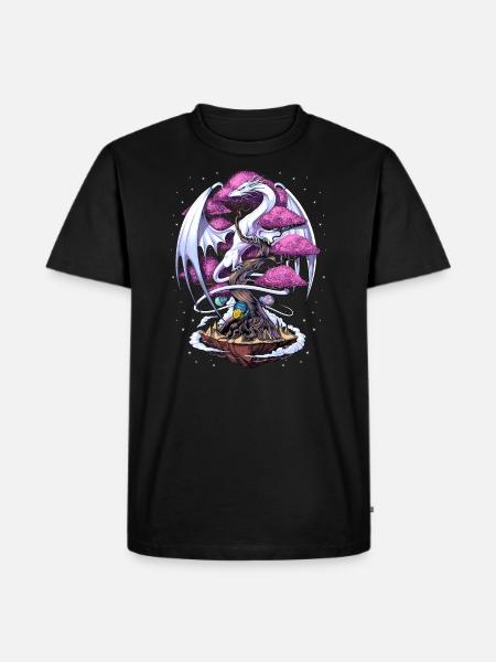 Japanese Dragon Cherry Blossom - Men's Premium Organic T-Shirt - black