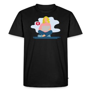 Des filles sur l’ordinateur portable - T-shirt Premium bio Homme - noir - Devant - Nico (187cm)