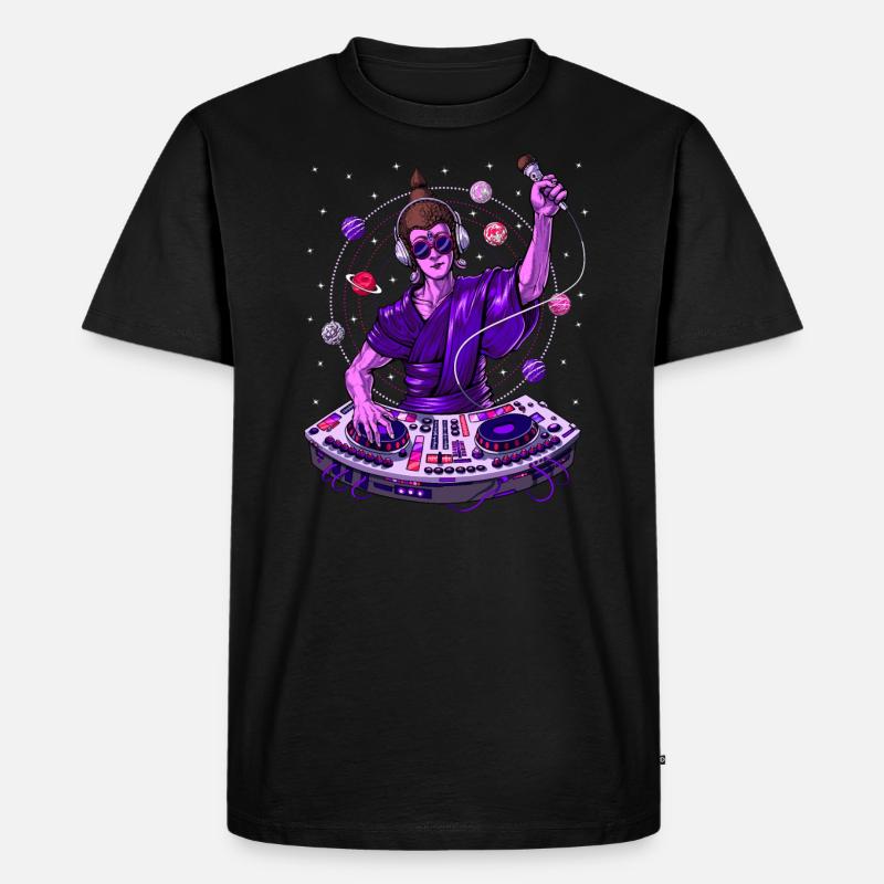 Buddha Psychedelische Musik DJ - Männer Premium Bio T-Shirt - Schwarz