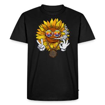 Tournesol Hippie Stoner - T-shirt Premium bio Homme - noir - Devant - Nico (187cm)