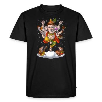 Hindouisme Éléphant Dieu Ganesha - T-shirt Premium bio Homme - noir - Devant - Nico (187cm)