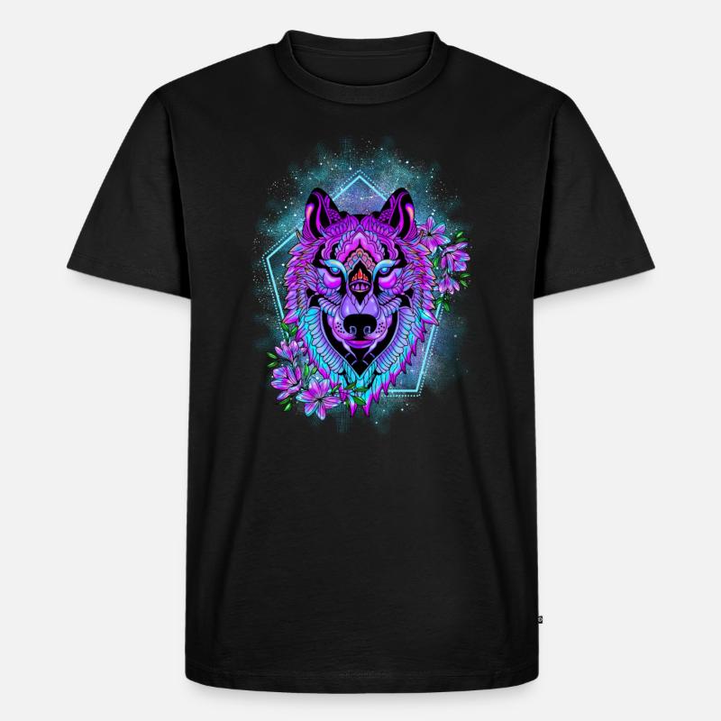 MAGISCHER WOLF - Männer Premium Bio T-Shirt - Schwarz