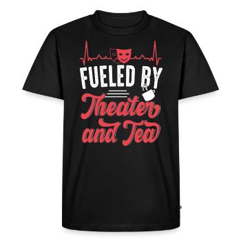 ALIMENTÉ PAR LE THÉÂTRE ET LE THÉ Motif pour - T-shirt Premium bio Homme - noir - Devant - Nico (187cm)