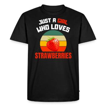 Retro Strawberry Girl - T-shirt Premium bio Homme - noir - Devant - Nico (187cm)