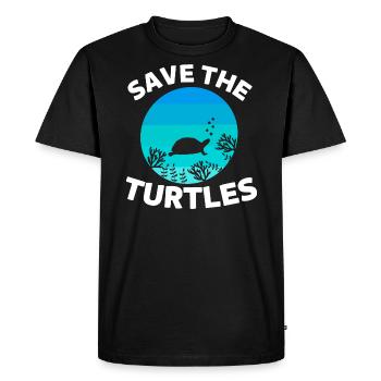Retro Sea Creature Ocean Animal Save the Turtles - Men's Premium Organic T-Shirt - black - Front - Nico (187cm)