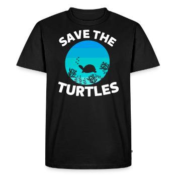 Retro Sea Creatures Animal Save the Turtles - Men's Premium Organic T-Shirt - black - Front - Nico (187cm)