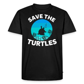 Marine Animal Climate Protection Save the Turtles - Men's Premium Organic T-Shirt - black - Front - Nico (187cm)