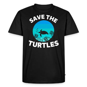 Animaux marins Océan Amoureux des animaux Tortue rétro - T-shirt Premium bio Homme - noir - Devant - Nico (187cm)