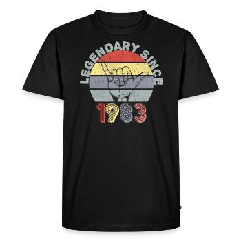 1983 | Vintage Legendary since 1983 Anniversaire - T-shirt Premium bio Homme - noir - Devant - Nico (187cm)