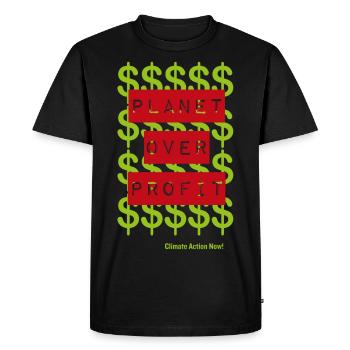 Planet über Profit - Männer Premium Bio T-Shirt - Schwarz - Vorne - Nico (187cm)