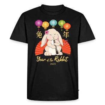 Hautbois Lapin pour le Nouvel An Chinois du Lapin - T-shirt Premium bio Homme - noir - Devant - Nico (187cm)