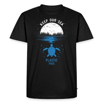 Keep Our Sea Plastic Free - Men's Premium Organic T-Shirt - black - Front - Nico (187cm)