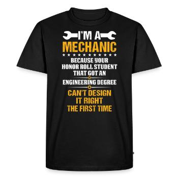 Je suis mécanicien - T-shirt Premium bio Homme - noir - Devant - Nico (187cm)