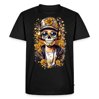 Crâne de sucre doré - T-shirt Premium bio Homme - noir - Devant - Nico (187cm)