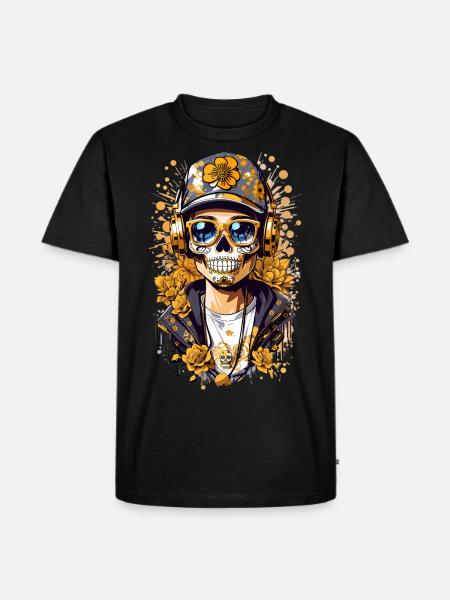 Golden Sugar Skull - Men's Premium Organic T-Shirt - black