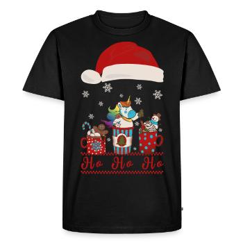 Einhorn Weihnachten Weihnachtsmütze Hohoho Kakao - Männer Premium Bio T-Shirt - Schwarz - Vorne - Nico (187cm)