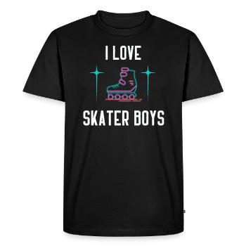 J’aime les garçons patineurs - T-shirt Premium bio Homme - noir - Devant - Nico (187cm)
