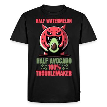 Mi-pastèque, mi-avocat, tous les ennuis ! - T-shirt Premium bio Homme - noir - Devant - Nico (187cm)