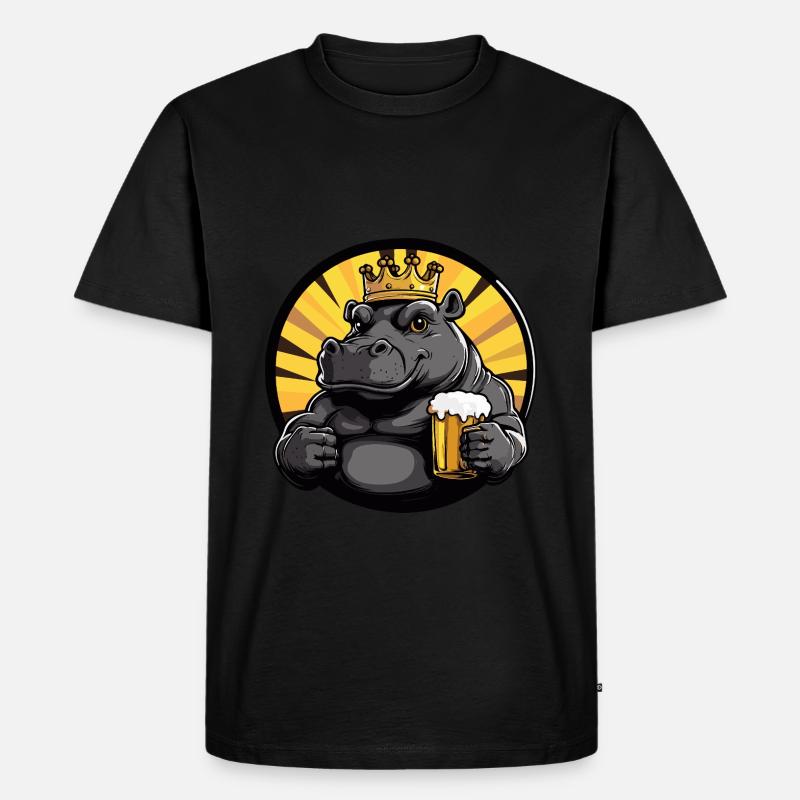 Nilpferd Bier - Männer Premium Bio T-Shirt - Schwarz