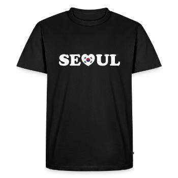 Seoul Love Heart Taegeukgi Flag - Men's Premium Organic T-Shirt - black - Front - Nico (187cm)