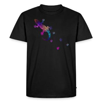 Gecko avec des traces de pas - T-shirt Premium bio Homme - noir - Devant - Nico (187cm)