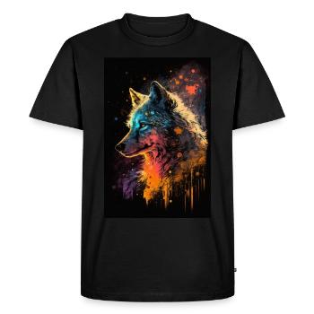 Wolf Galaxy Space Space Stars Cool Mystical - Men's Premium Organic T-Shirt - black - Front - Nico (187cm)