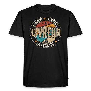 Man Delivery Man Retro caption humor delivery man - Men's Premium Organic T-Shirt - black - Front - Nico (187cm)