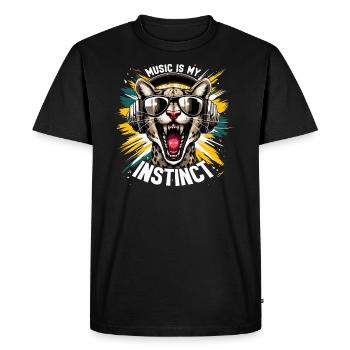Music Is My Instinct Ocelot Headphones - Men's Premium Organic T-Shirt - black - Front - Nico (187cm)