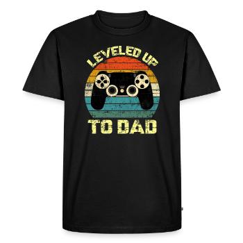 New Uncle Gift/ Leveled Up To Uncle Tees/ Gift for - Men's Premium Organic T-Shirt - black - Front - Nico (187cm)