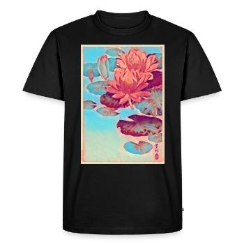 Water Lilies Japanese Art - Men's Premium Organic T-Shirt - black - Front - Nico (187cm)