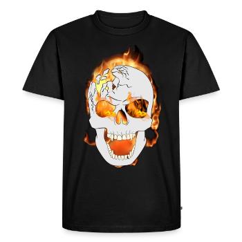 Tête de squelette de diable avec l’art démoniaque japonais du feu - T-shirt Premium bio Homme - noir - Devant - Nico (187cm)