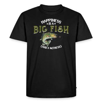 Angler Fishing Gift Idea Happiness Is A Big Fish - Men's Premium Organic T-Shirt - black - Front - Nico (187cm)